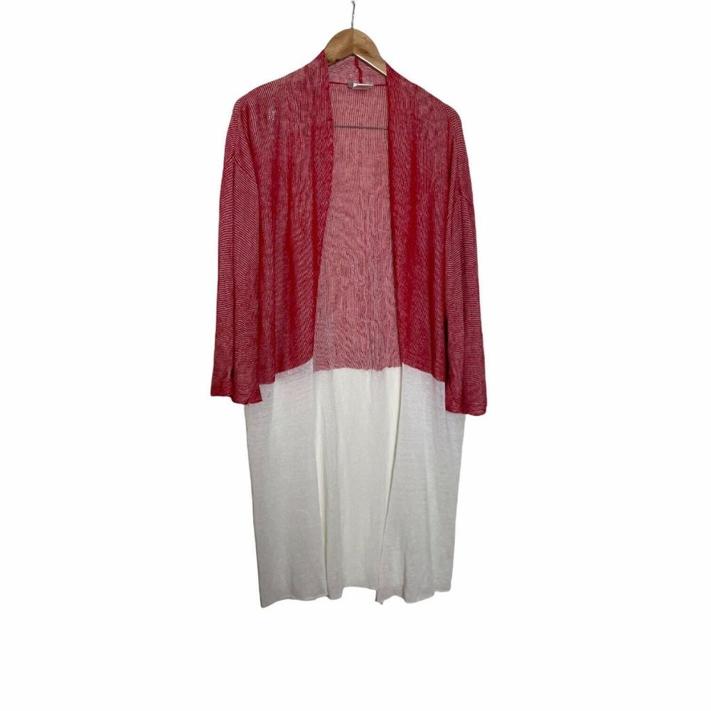 Crea Concept Red White Linen Cardigan Sweater 44
